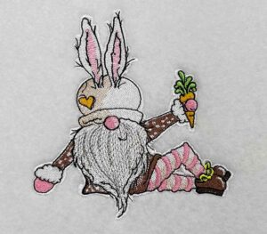 bunny gnome carrot outline embroidery design