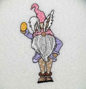 bunny gnome egg embroidery design
