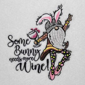 bunny needs wine embroidery design