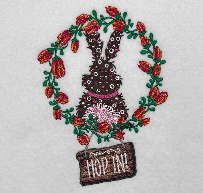 bunny wreath embroidery design