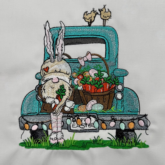 Easter Gnome Vintage Truck embroidery design