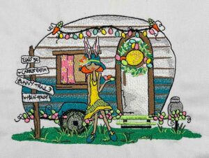 Easter Vintage Camper embroidery design