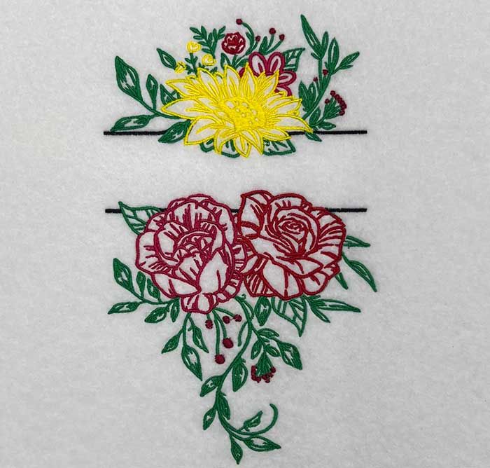Floral Frame Monogram 16 embroidery design