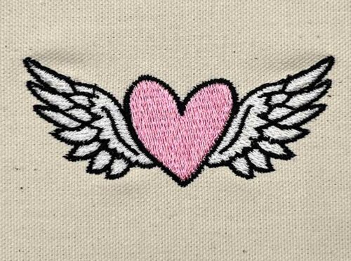 Grunge Girls flying heart embroidery design