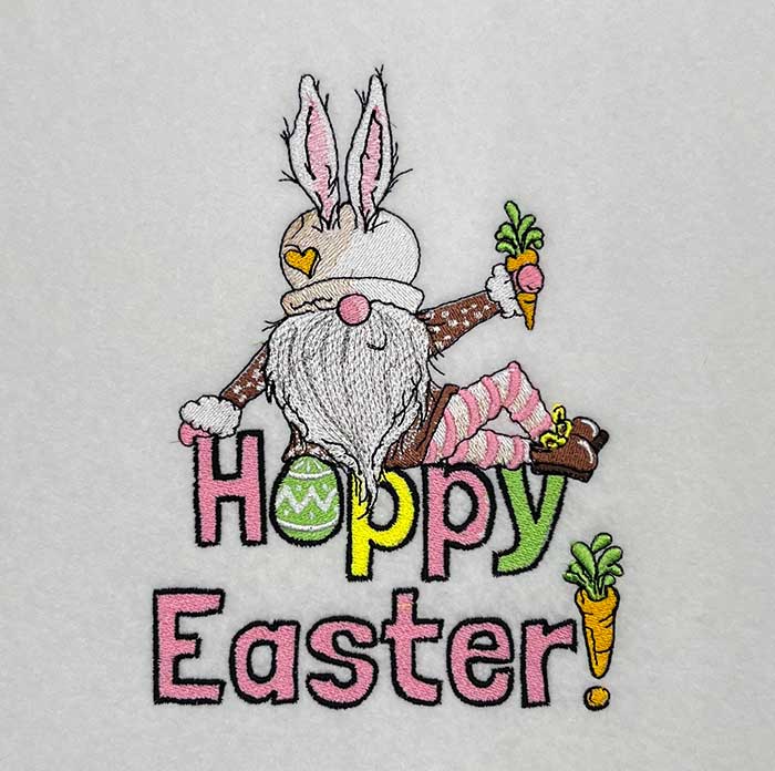 hoppy easter gnome embroidery design