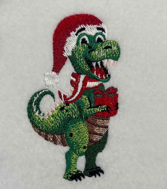 Christmas Dino embroidery design
