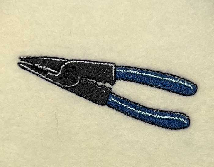 wire strippers embroidery design