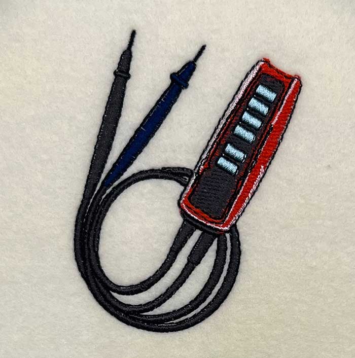 electrical tester embroidery design