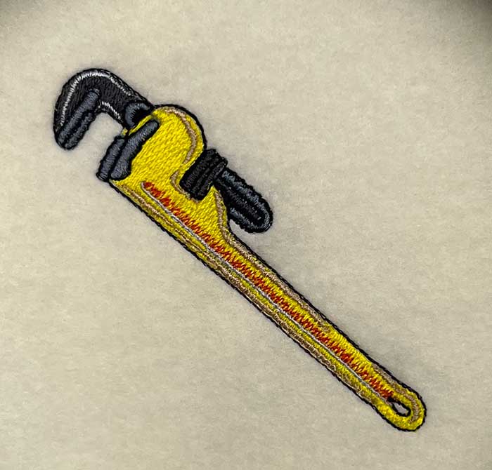 pipe wrench embroidery design