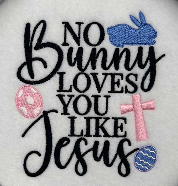 no bunny loves embroidery design