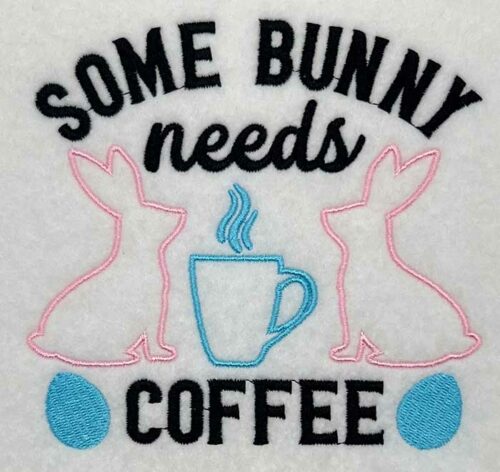bunny coffee embroidery design