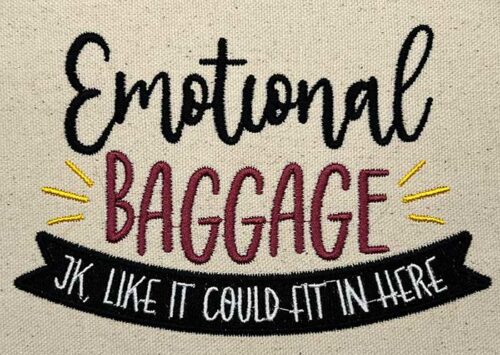 emotional baggage embroidery design