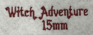Witch Adventure 15mm ESA Embroidery font