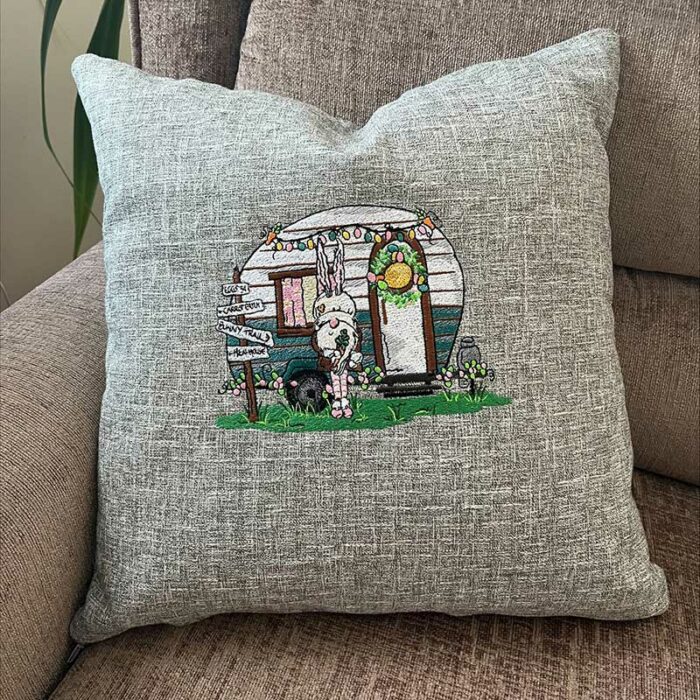 easter gnome camper cushion