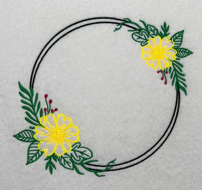 Floral Frame monogram wreath embroidery design