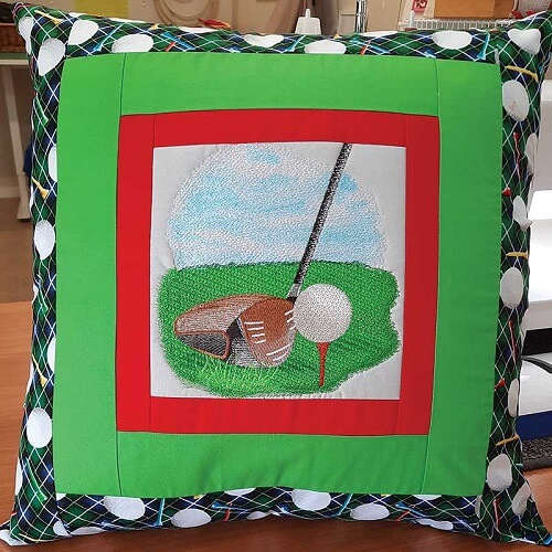 Golf cushion embroidery design