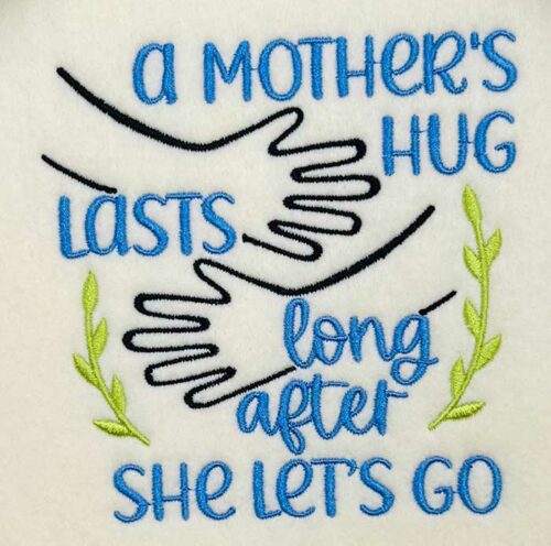 mother's hug embroidery design