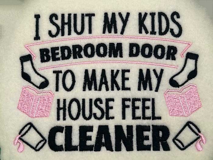 Shut bedroom door embroidery design