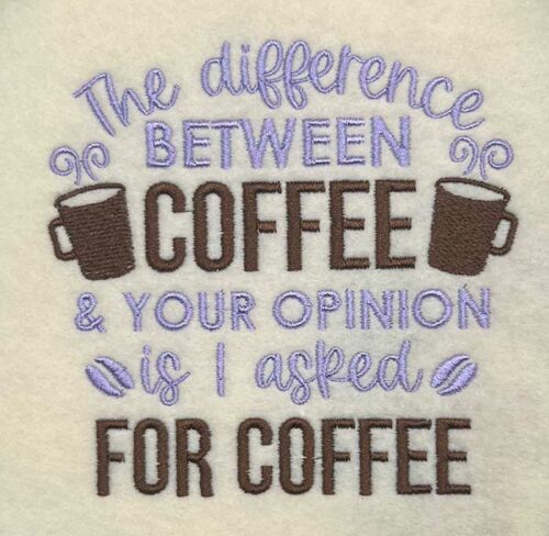 The difference between coffee embroidery design