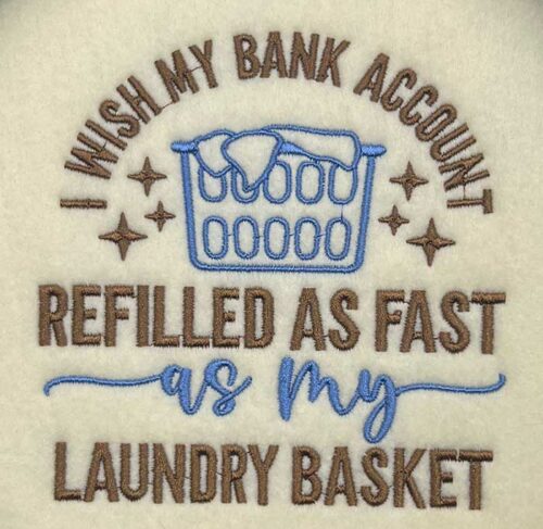 my bank account embroidery design