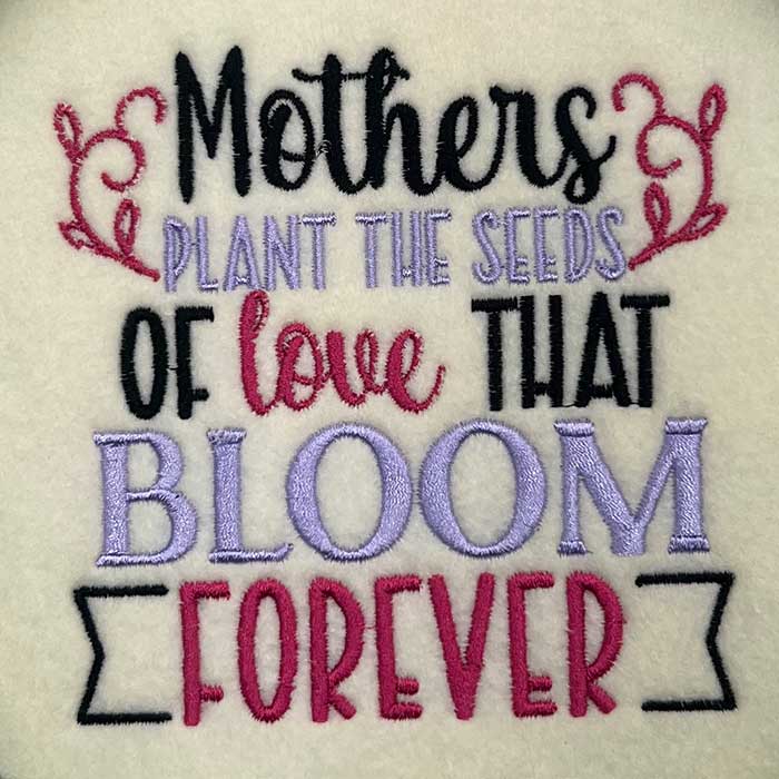 mothers plant the seeds embroidery design