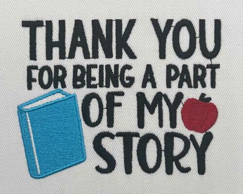 Thank You for being part of my story embroidery design