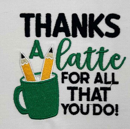 Thanks a latte embroidery design