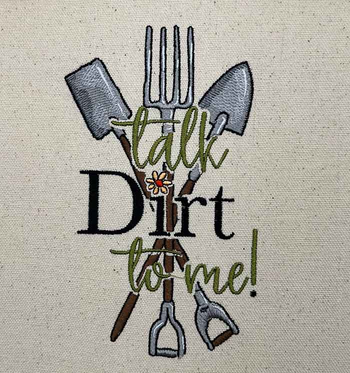 talk dirt to me embroidery design