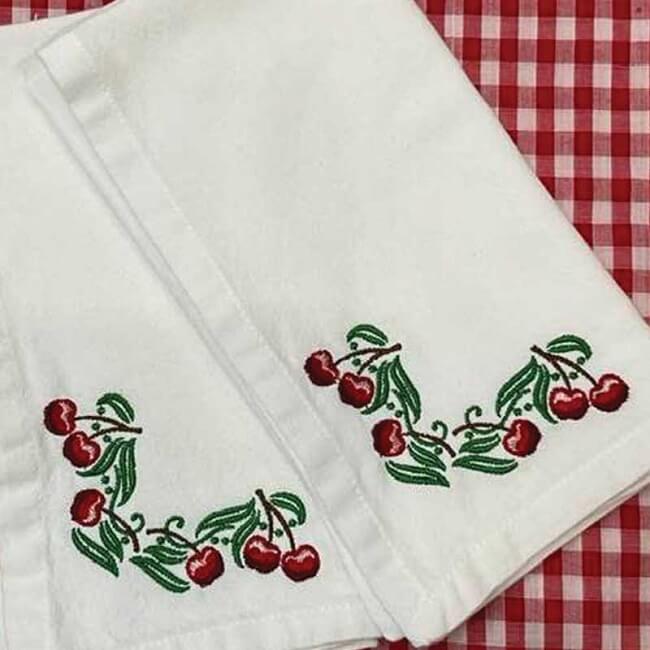 cherry napkins embroidery design