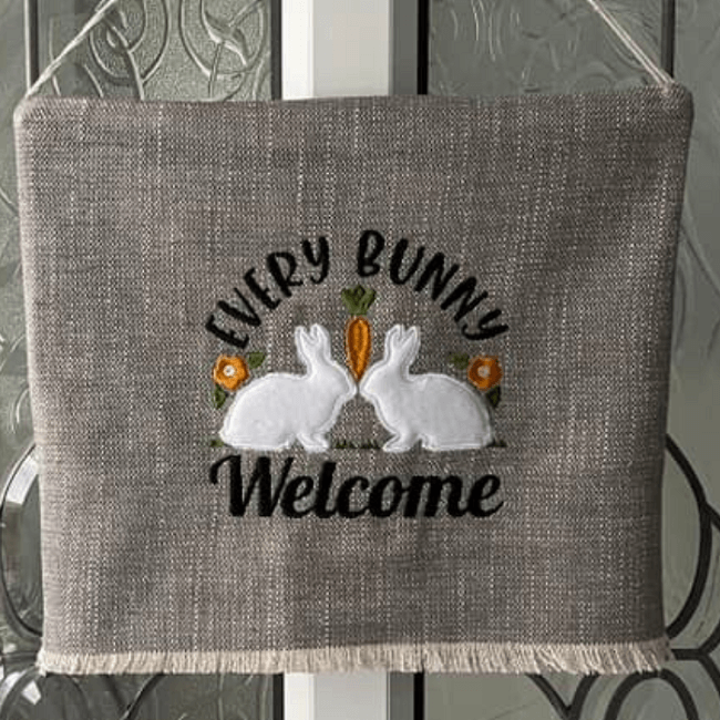 embroidery design bunny welcome