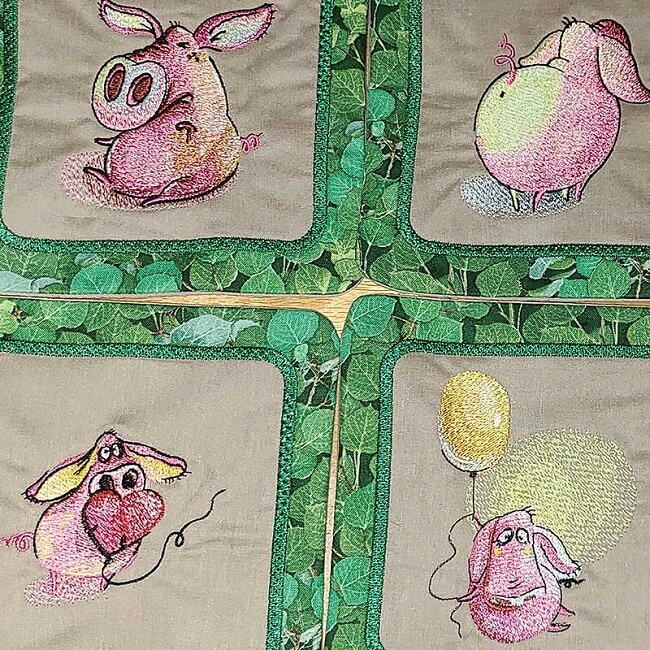 funny pigs embroidery design