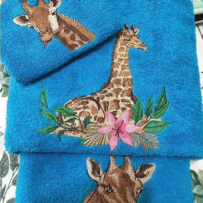 giraffe towels embroidery design