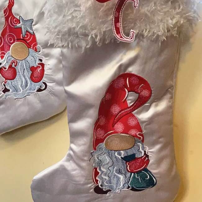 gnome stocking embroidery designs
