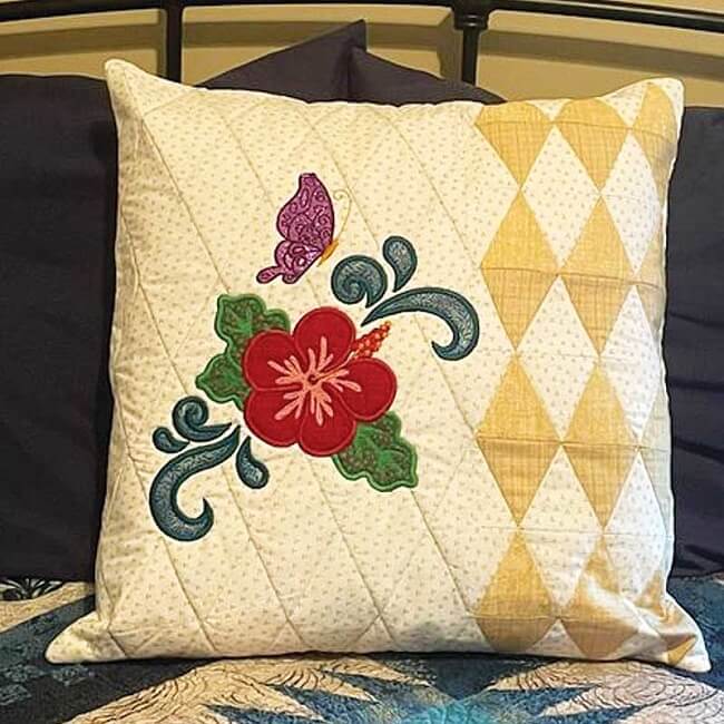 hibiscus cushion embroidery design