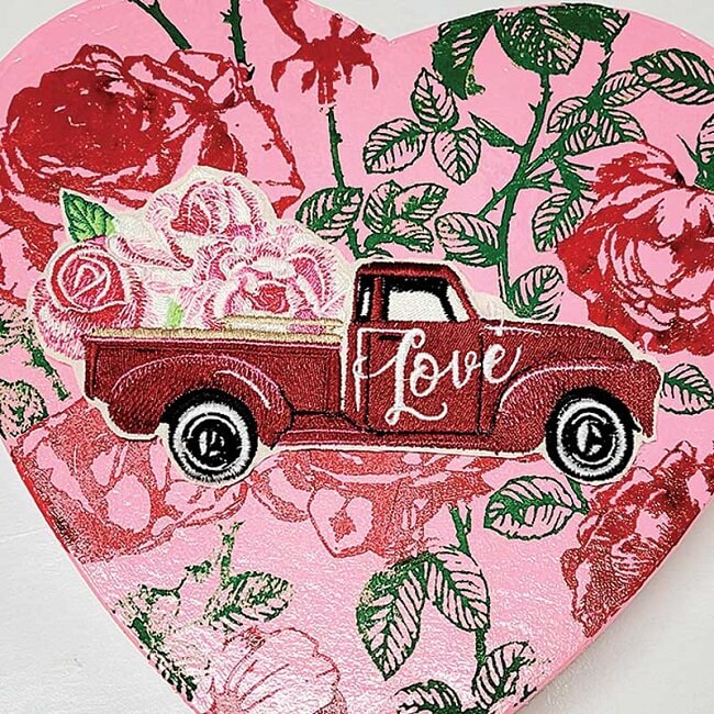 love truck embroidery design