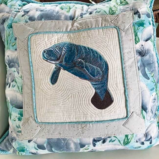 manatee cushion embroidery design