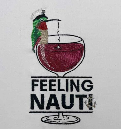 Nauti Red wine embroidery design