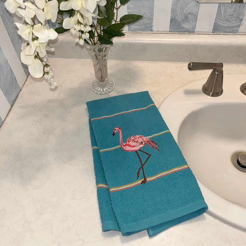 Flamingo Embroidered Towel