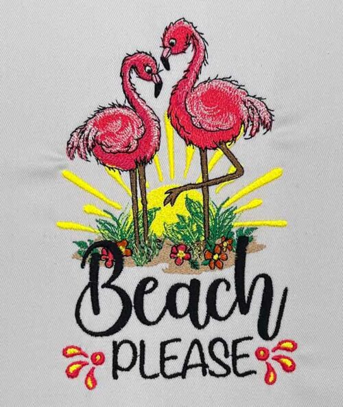 Flamingo Beach Please Embriodery Design