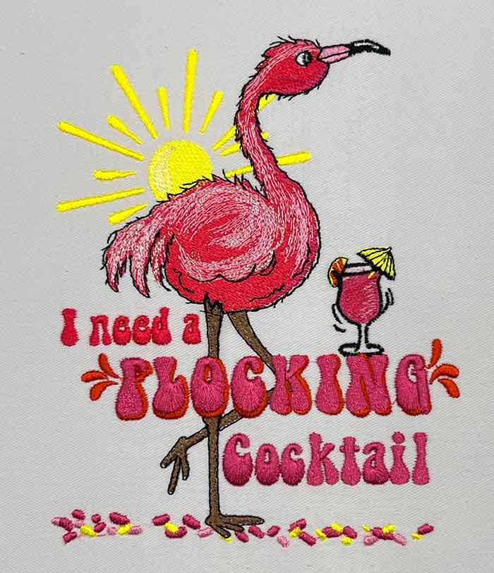 Flamingo Cocktail embroidery design