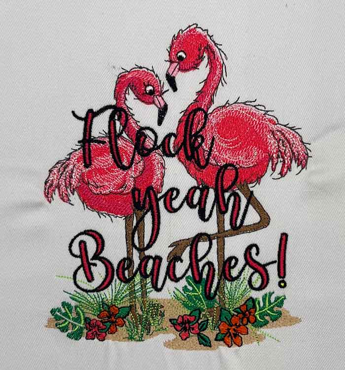 Flamingo Flock Beaches embroidery design