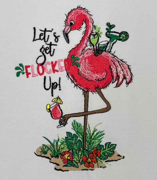 Flamingo Flocked up embroidery design