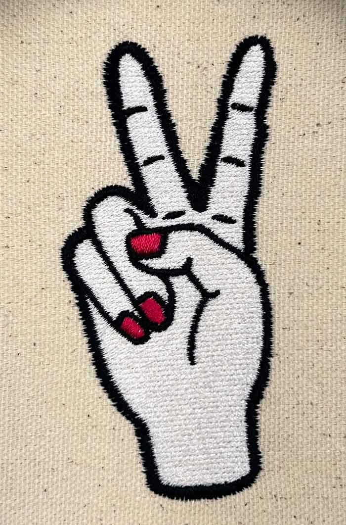 peace fingers embroidery design
