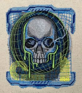 Electro skull embroidery design