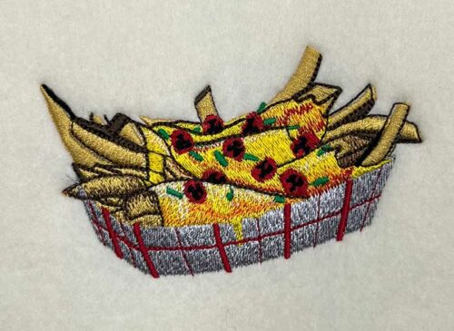 cheese fries embroidery design