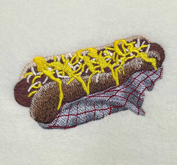 Hot dog embroidery design
