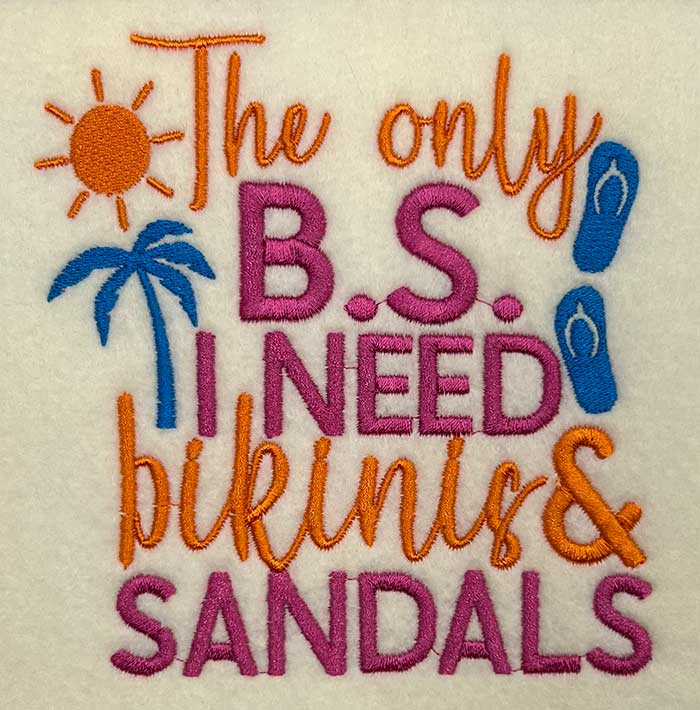 bikini sandals embroidery design