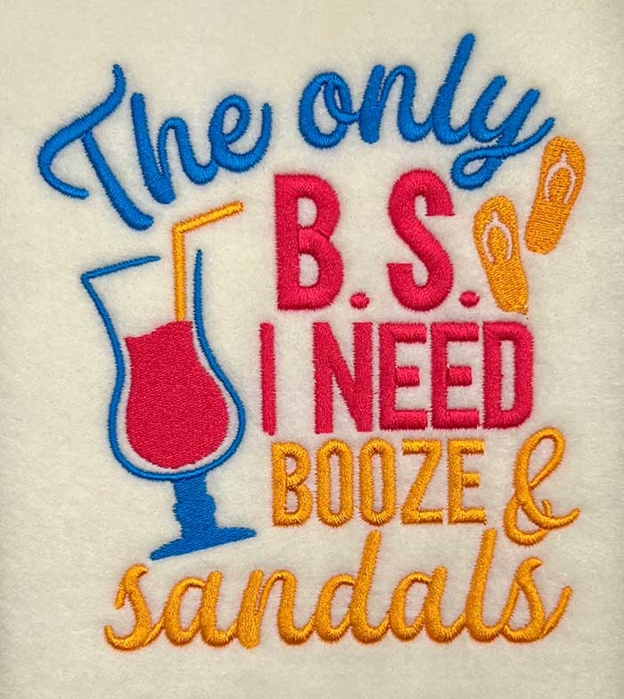 booze sandals embroidery design