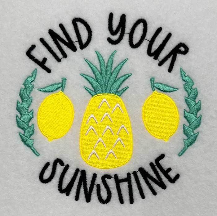 find your sunshine embroidery design