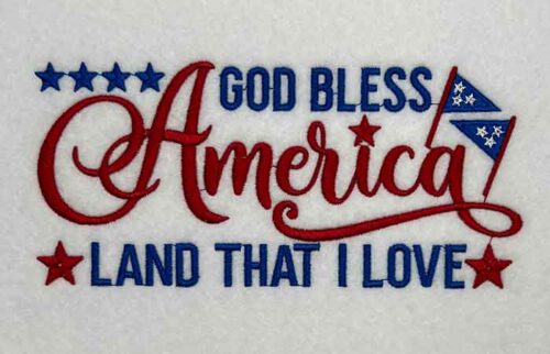 god bless america embroidery design